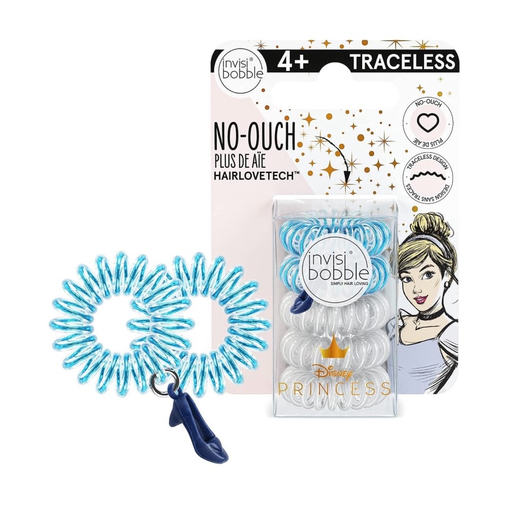 NWT-invisibobble Disney Princess Cinderella 5-Pack No-Ouch Coil Hair Ties